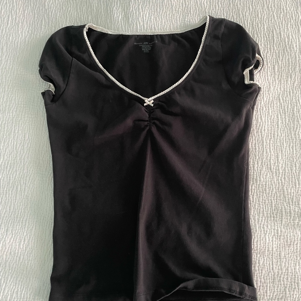 Black V-Neck Women's Top